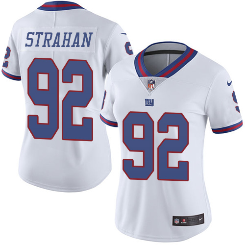 Nike Giants #92 Michael Strahan White Women's Stitched NFL Limited Rush Jersey